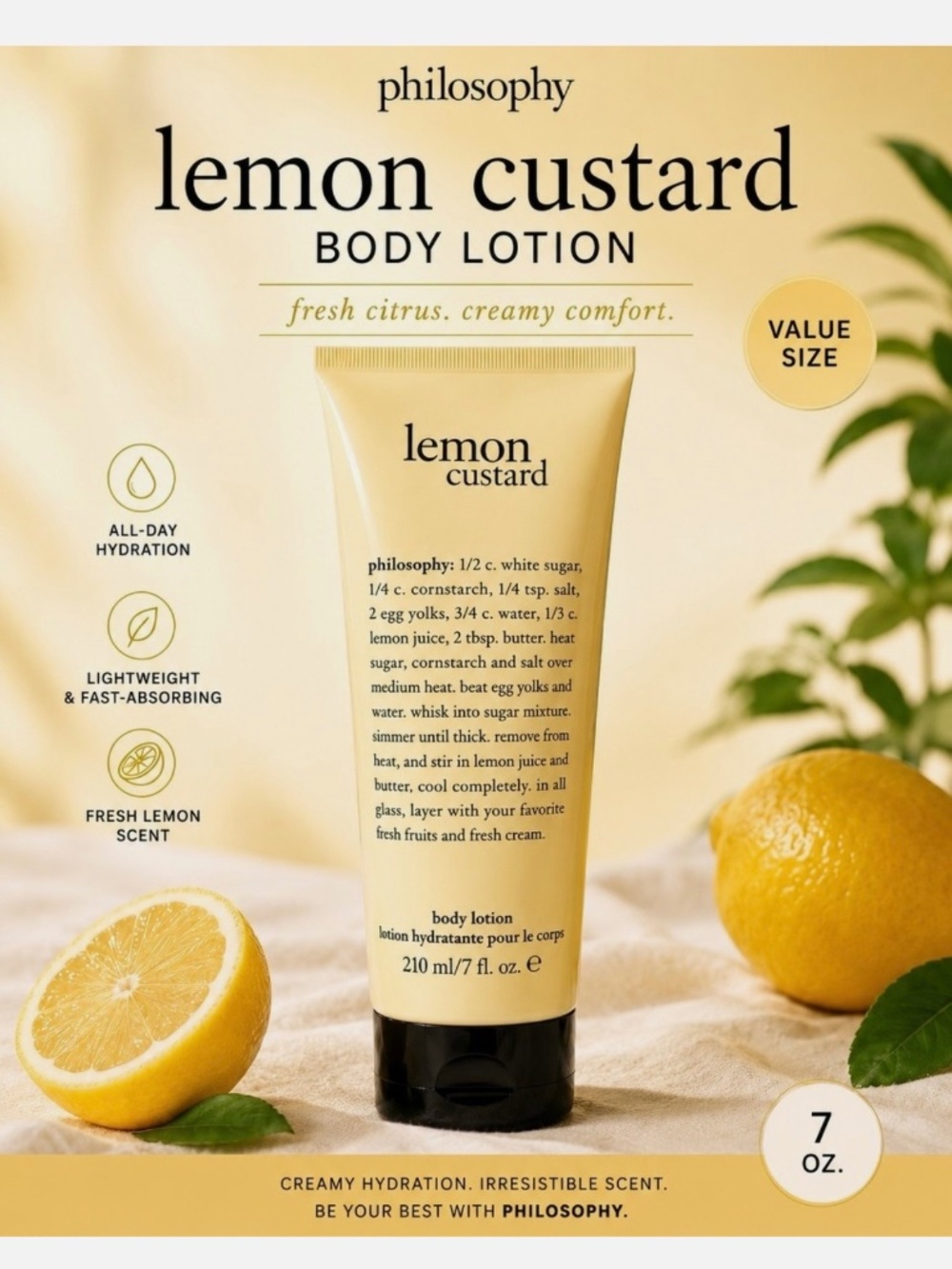 Philosophy "Lemon Custard body lotion" NWT